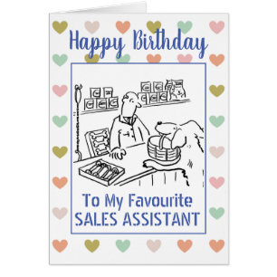 Joyeux assistant de vente d'anniversaire