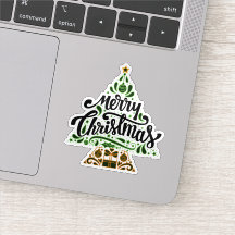 Joyeux autocollant d'arbre de Noël