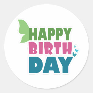 Joyeux autocollants papillon d'anniversaire