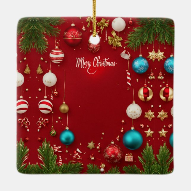 Joyeux bal de Noël Ornement en céramique (Dos)