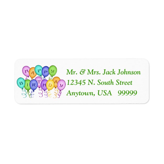 Joyeux Ballons d'anniversaire Retourner l'adresse  (Devant)