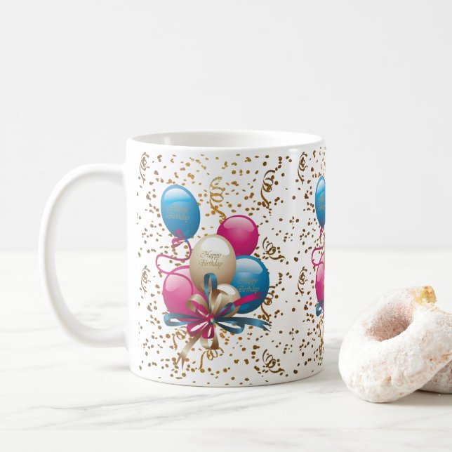 Joyeux Ballons de Mug Anniversaire (Avec donut)