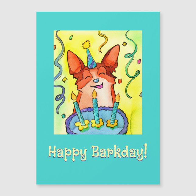Joyeux Barkday ! Carte d'anniversaire de Corgi (Devant)