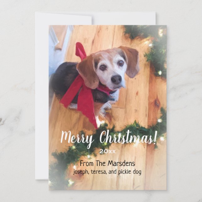 Joyeux Beagle de Noël Carte Plat Personnalisable (Devant)