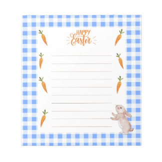 Joyeux bloc-notes de Pâques avec lapin et carottes