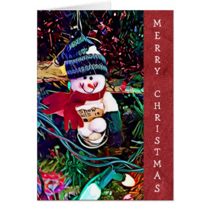 Joyeux bonhomme de neige de Noël avec carte de bou