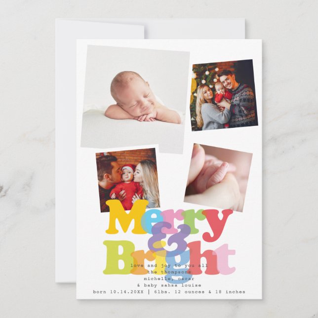 Joyeux Bright 4 Photo Faire-part de naissance de N (Devant)