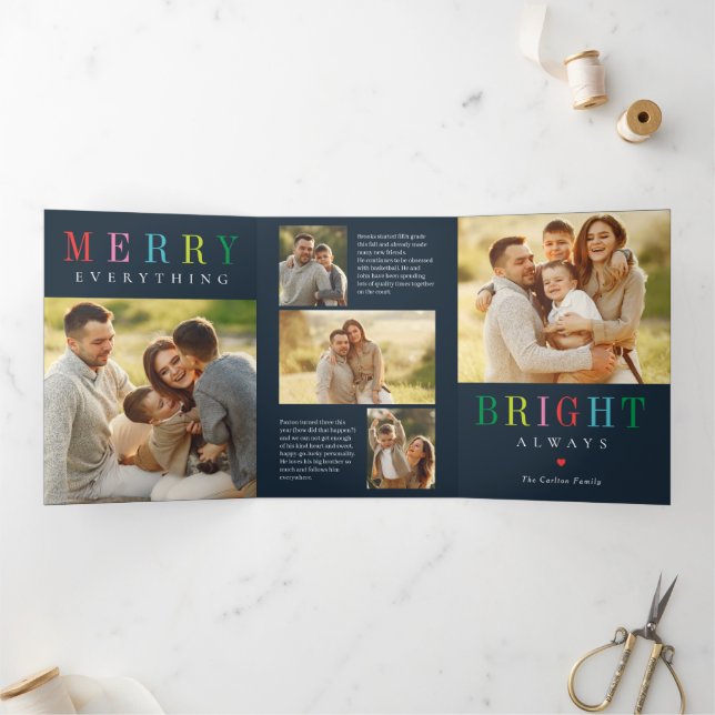 Joyeux Bright EDITABLE COULEUR Triple Carte de vac (Intérieur)