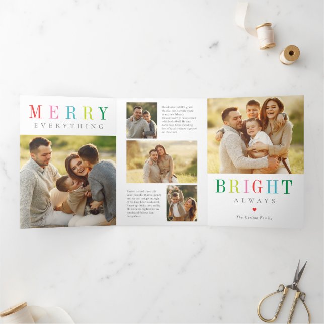 Joyeux Bright EDITABLE COULEUR Triple Carte de vac (Intérieur)
