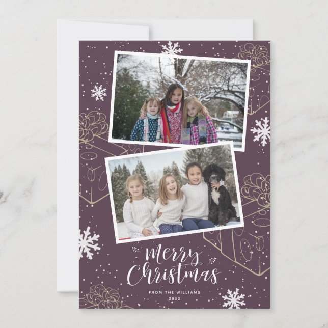 Joyeux cadeau de Noël pourpre personnalisé Cartes  (Devant)