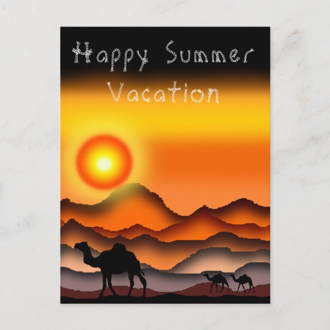 Joyeux Camels De Carte De Vacances D'Été Au Désert (Devant)