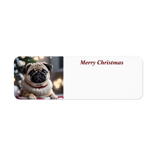 Joyeux Carlin de Noël étiquette de adresse chien (Devant)