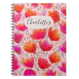Joyeux Carnet de fleurs rose orange vif