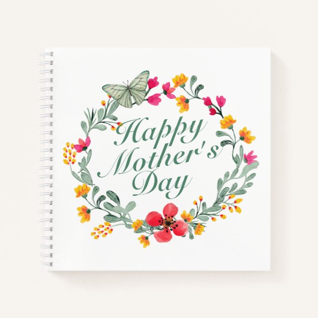 Joyeux Carnet de la Fête des Mères Floral Wreath (Devant)