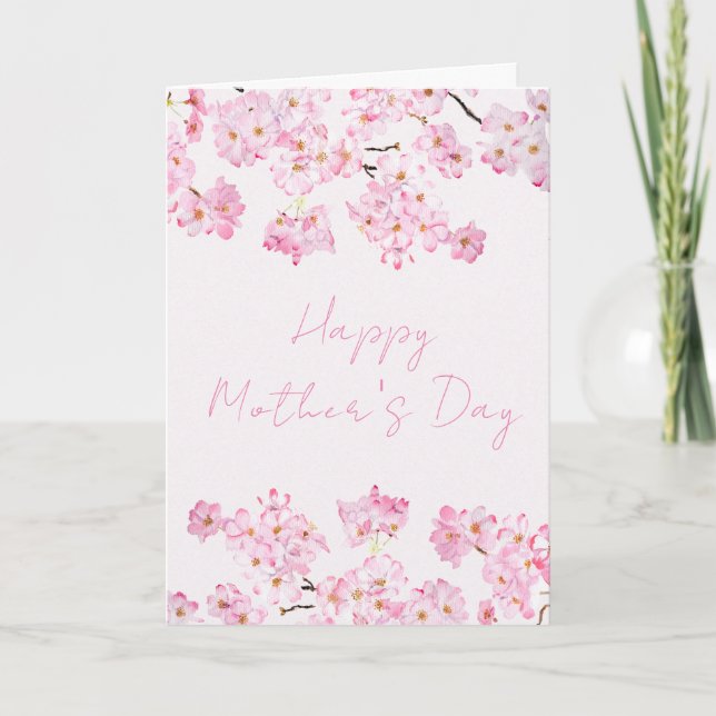 joyeux carte de fleurs de cerisier rose jour de la (Devant)
