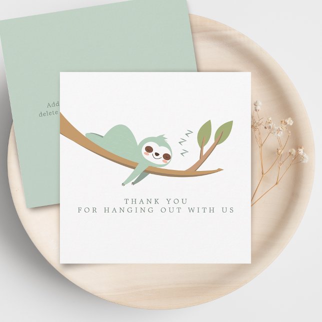 Joyeux Carte de remerciements de fentes (Happy Sloth Thank You Card)