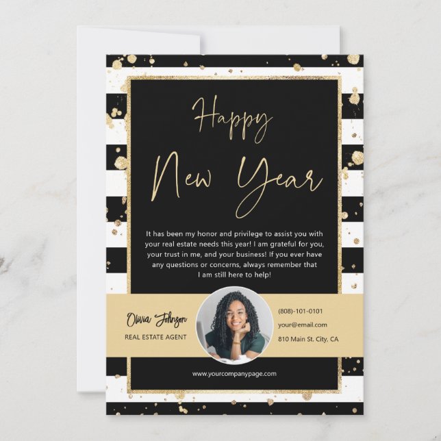 Joyeux Carte de remerciements de photo du nouvel a (Devant)