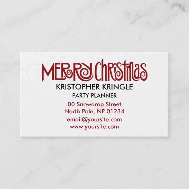 Joyeux Carte de visite rouge de Noël (Devant)