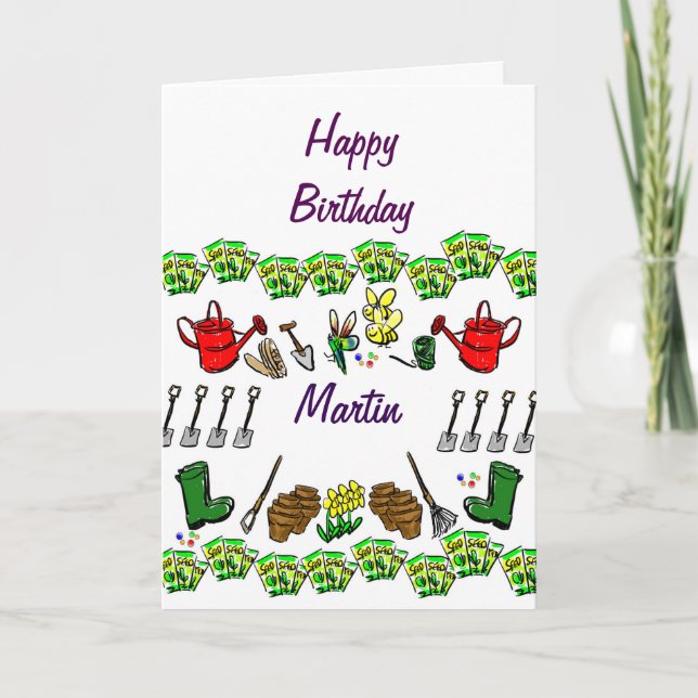 Joyeux carte de voeux de jardinage (nommée) (Devant)