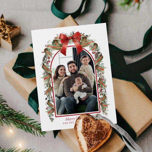 Joyeux Carte photo botanique de Noël (Elegant Merry Christmas Photo Card)
