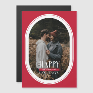 Joyeux Carte photo de cadre rouge ovale