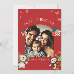 Joyeux Carte photo de famille de Noël avec des pin