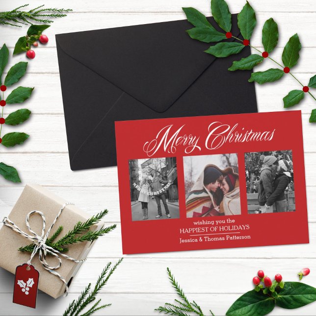 Joyeux Carte photo de Noël | 3 photos personnalisé (Créateur téléchargé)