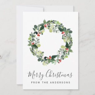 Joyeux Carte photo de Noël avec couronne de Noël