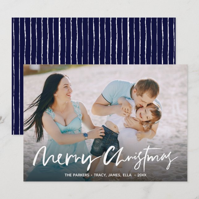Joyeux carte photo de Noël brossé à la main (Devant / Derrière)