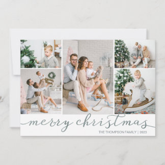 Joyeux Carte photo de Noël en argent Cinq photos