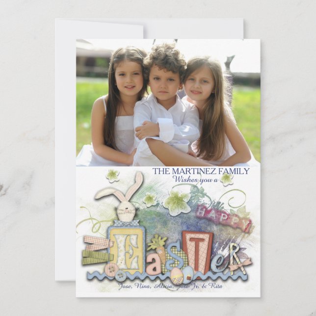 Joyeux Carte photo de style artisanat de Pâques (Devant)