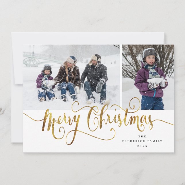 Joyeux Carte photo de tatan de Noël Gold Script (Devant)