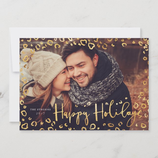 Joyeux Carte photo de vacances en or | Moderne & G (Devant)