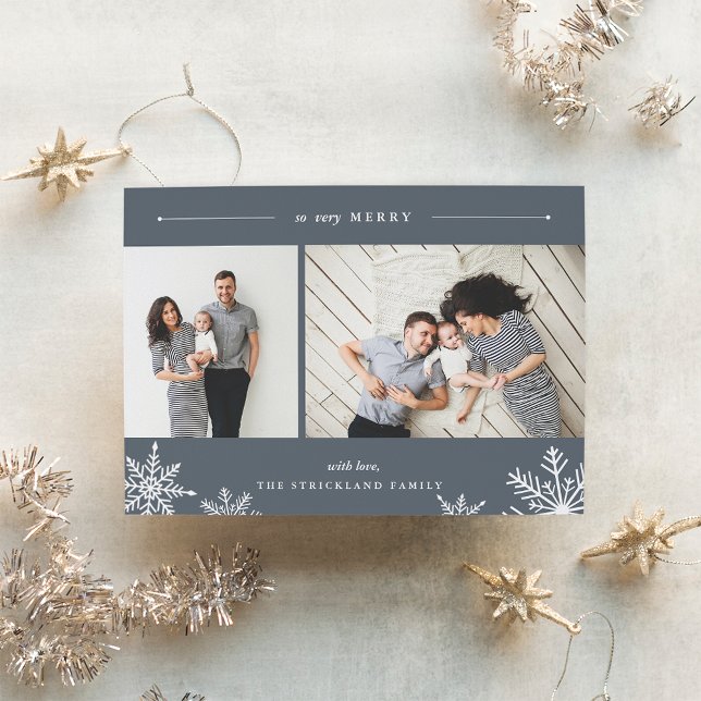 Joyeux Carte photo de vacances Snowflake | Ardoise (Créateur téléchargé)
