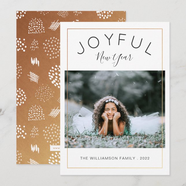 Joyeux Carte photo du Nouvel An | Or (Devant / Derrière)