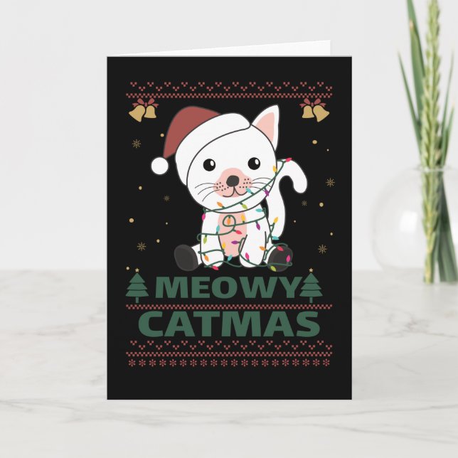 Joyeux Cat Noël Carte de Noël drôle de chat (Devant)