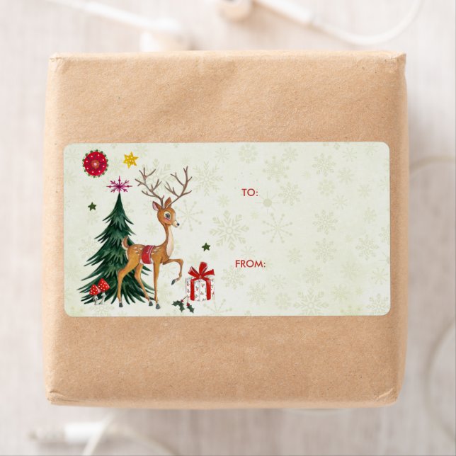 Joyeux cerfs et arbres de Noël | Étiquettes cadeau (En situation)