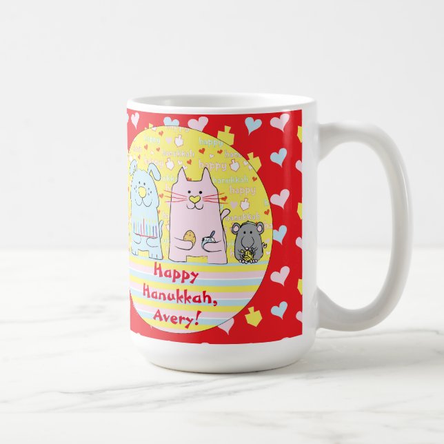 Joyeux Chanukah/Hanoukka PETS Red Mug (Droite)