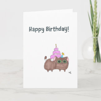 Joyeux Chat d'Anniversaire avec carte de gâteau