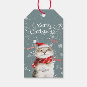 Joyeux Chat Joyeux Noël Étiquette Cadeau