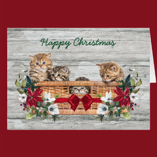 Joyeux chatons de Noël dans le panier