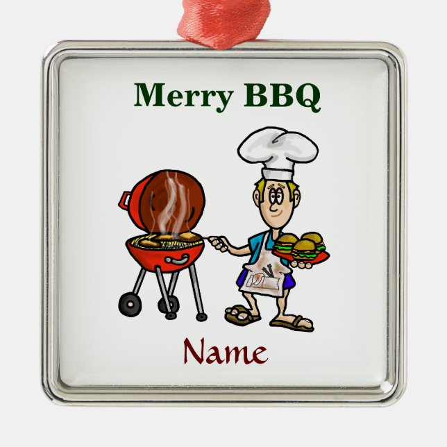 Joyeux chef barbecue Noël Ornement Customisez-Le! (Devant)