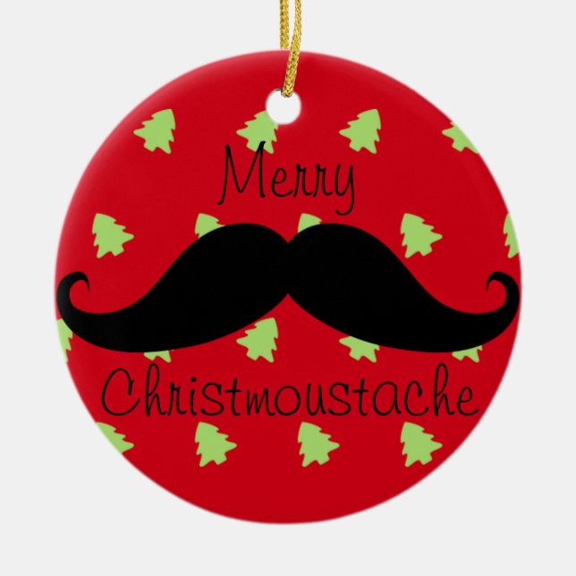 Joyeux christmustache ronde ornement (Devant)