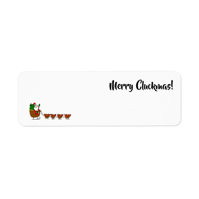 Joyeux Cluckmas ! Père Noël Et Étiquette De Poulet (Devant)