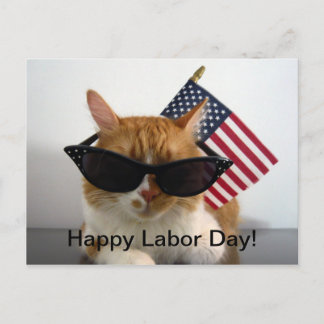 Joyeux Cool de la fête du travail Chat avec carte 