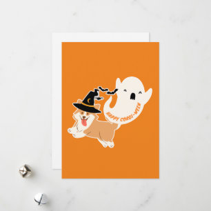 Joyeux Corgi-Ween   Carte de vacances Cute Corgi