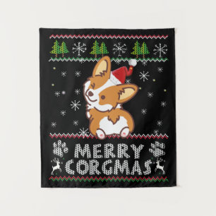 Joyeux Corgmas Noel Corgi Tapestry