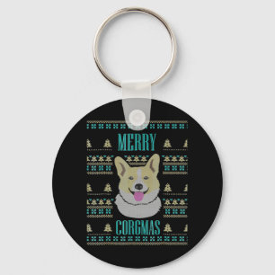 Joyeux Corgmas Ugly Christmas Corgi Keychain