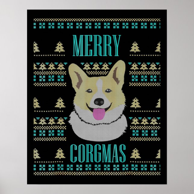 Joyeux Corgmas Ugly Christmas Corgi Poster (Front)
