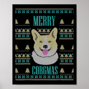 Joyeux Corgmas Ugly Christmas Corgi Poster